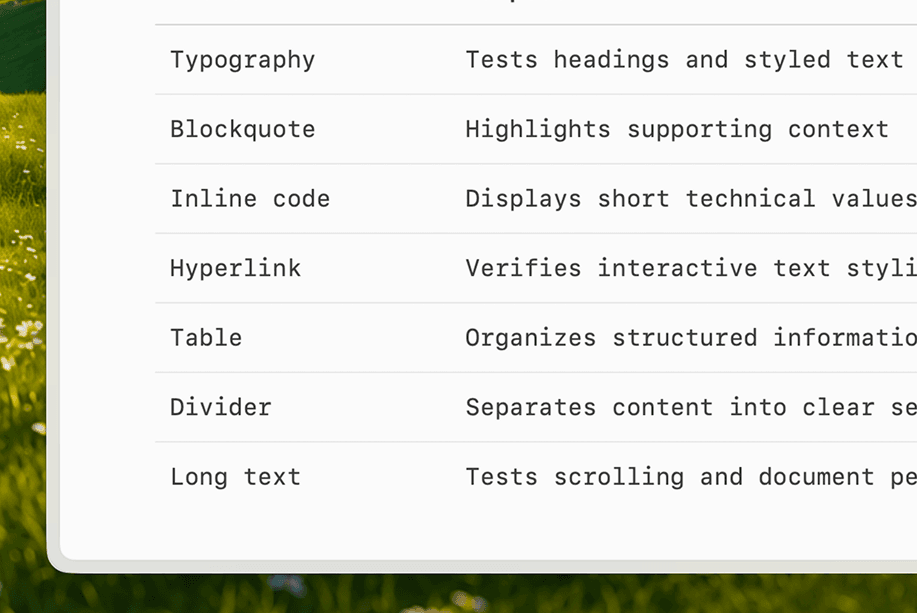 A rendered Markdown table