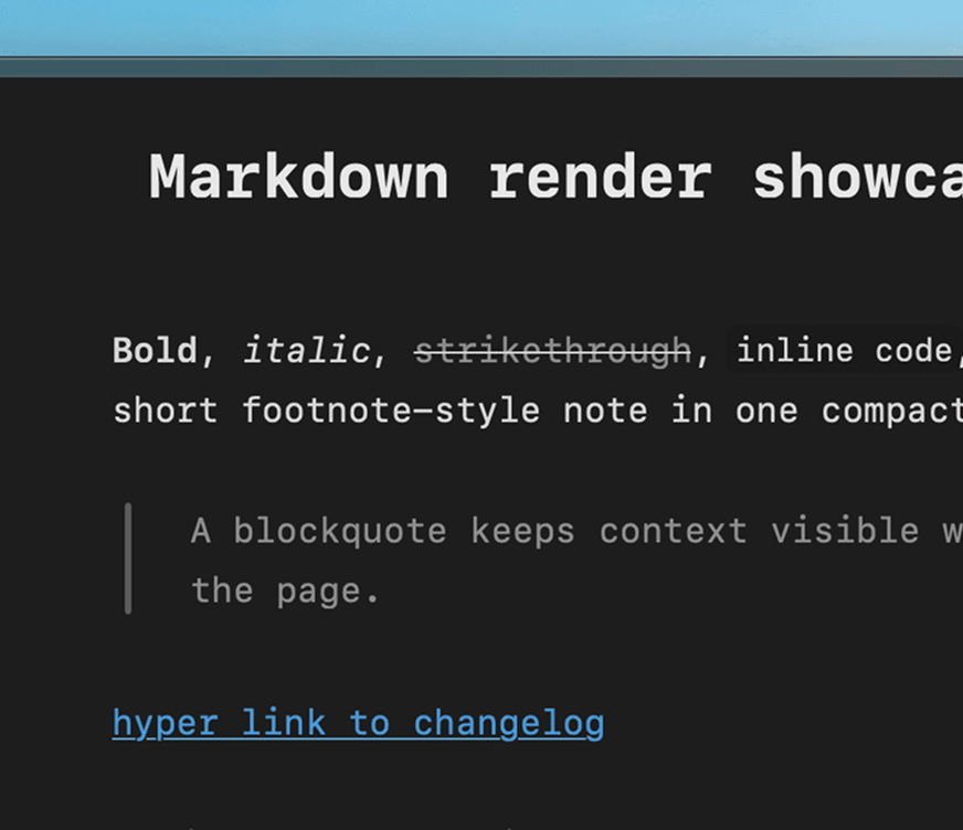 Rendered Markdown document, view 2
