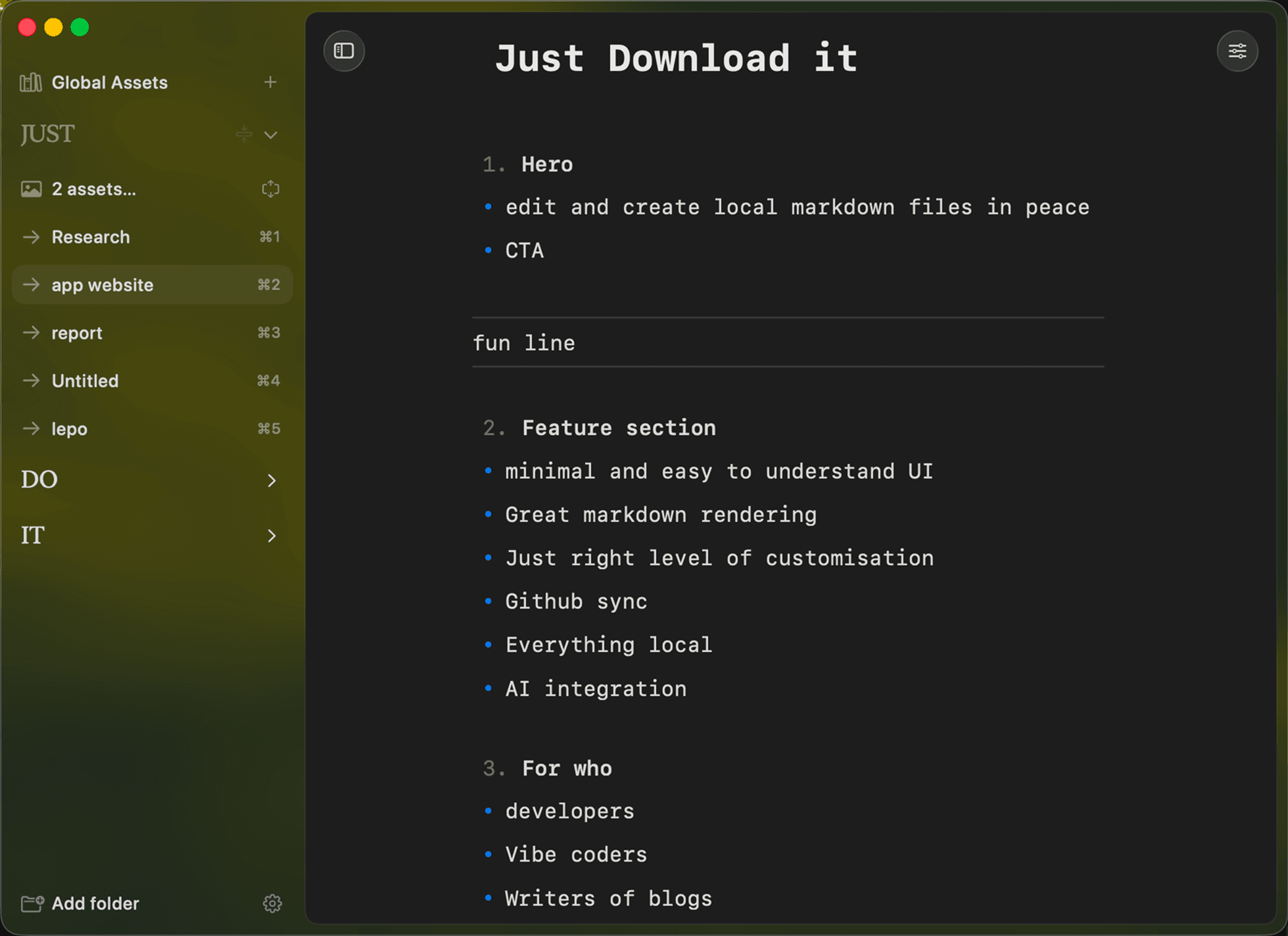 The Markdown Editor writing interface